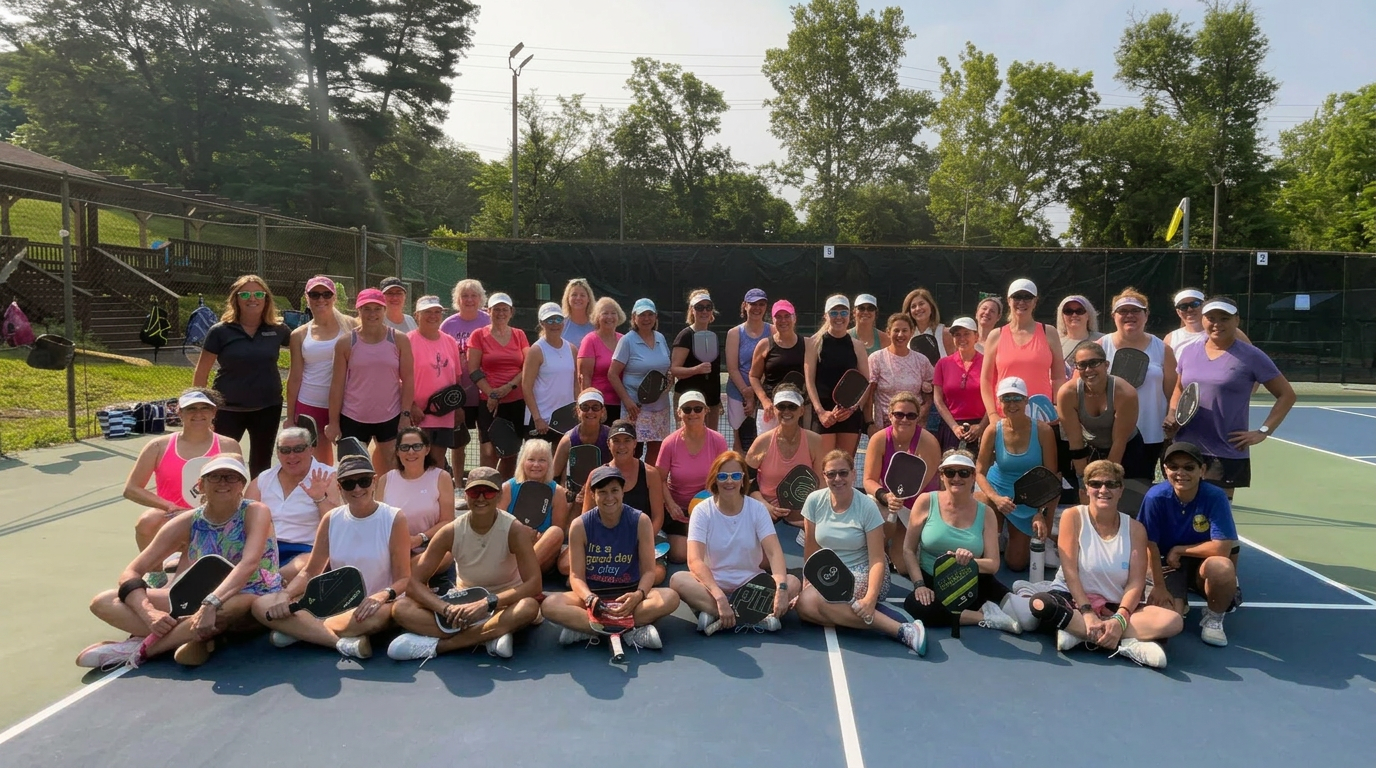 MoCo Pickleball ladder group on court